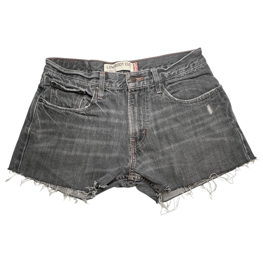 Vintage Y2K Levi's 527 Low Bootcut Cut Off Jean Shorts Sz 31 Black Gray